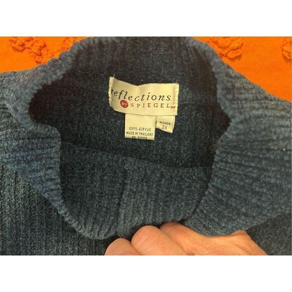 Vintage Spiegel women 2x. Creamy blue sweater big comfy cozy soft ribbed - Picture 12 of 15